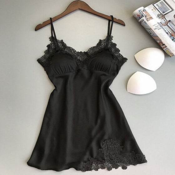 Sexy imitation silk padded babydoll