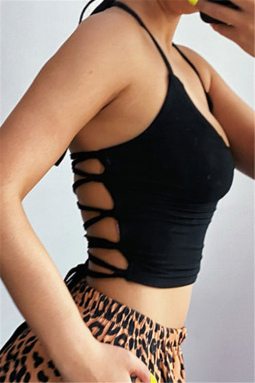 Lace up halter top