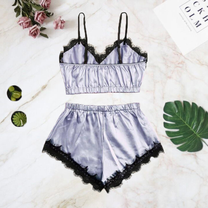 Solid sexy 2 pc set pajamas