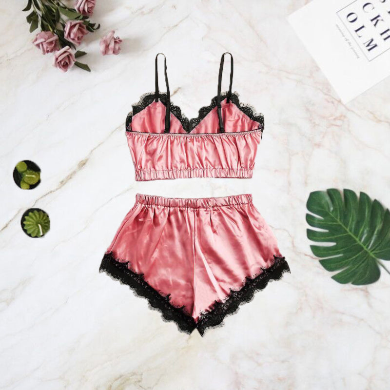 Solid sexy 2 pc set pajamas