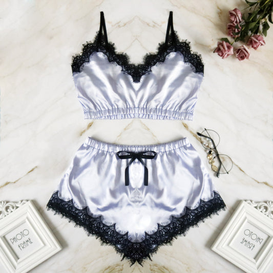 Solid sexy 2 pc set pajamas