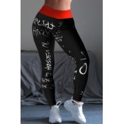 Black letter leggings