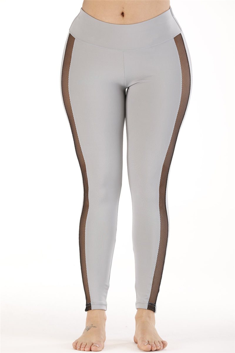 Solid color mesh see through yoga pants