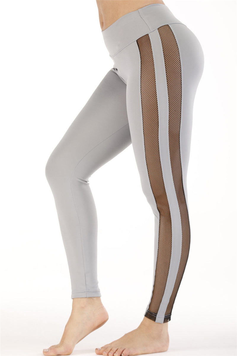 Solid color mesh see through yoga pants