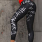 Black letter leggings